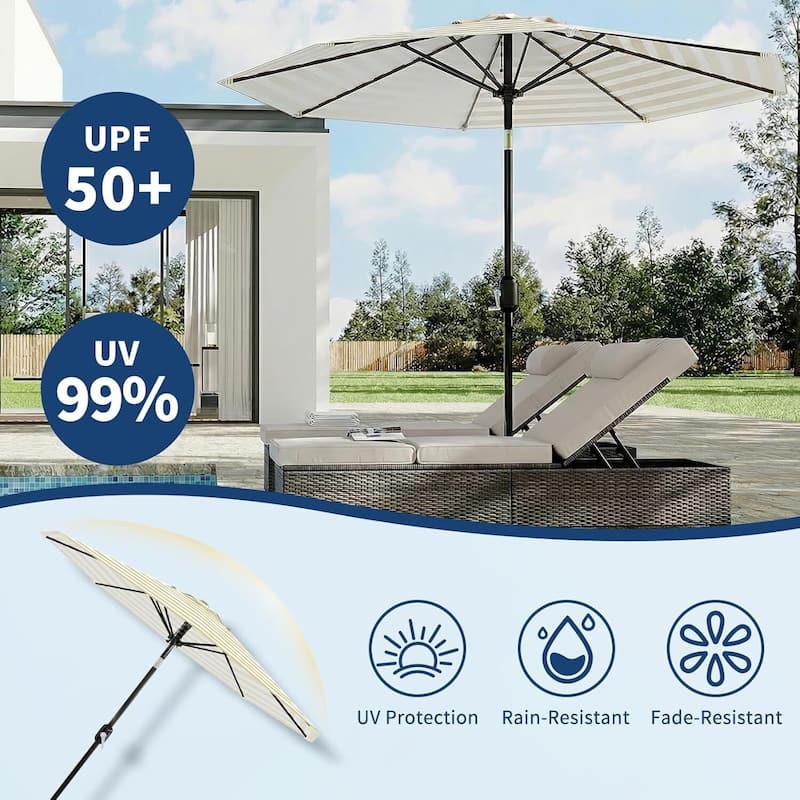 Outdoor 10FT Stripe Outdoor Patio Umbrella, UV Protection Waterproof for Pool Deck Yard
