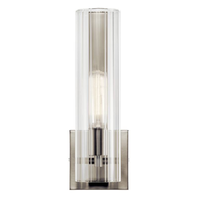 Jemsa 14 in. 1-Light Wall Sconce with Clear Fluted Glass Shade