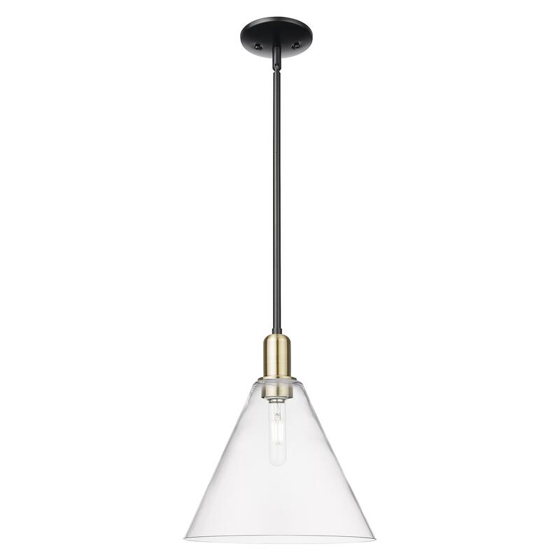 Innovations Lighting Endless Possibilities Arcadia - Berkshire Glass - 1 Light 12" Stem Hung Mini Pendant - Clear/Black Antique Brass