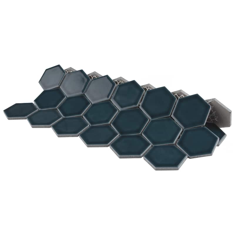 Merola Tile Tribeca 2" Hex Glacier Blue 6" x 6" Porcelain Floor and Wall Tile
