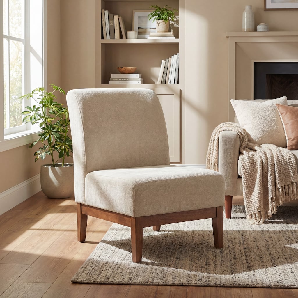 Darcy Brown Leather Slipper Chair by Christopher Knight Home - 24.50" L x 34.25" W x 34.00" H