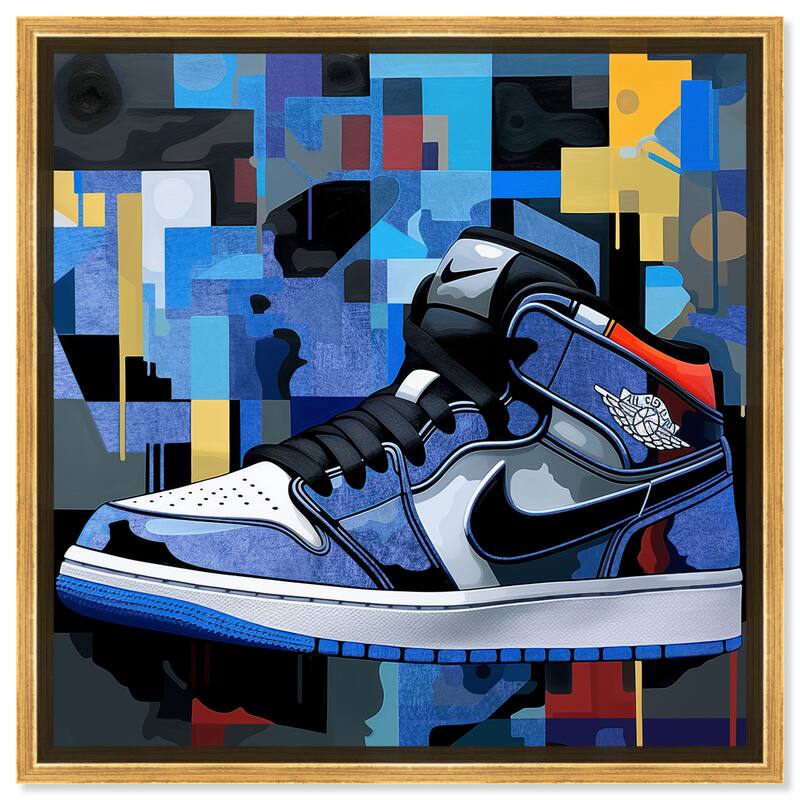 Notoriart Primary Sneakers Framed Sneaker 1 Piece Canvas Wall Art - 13 x 13 - Gold