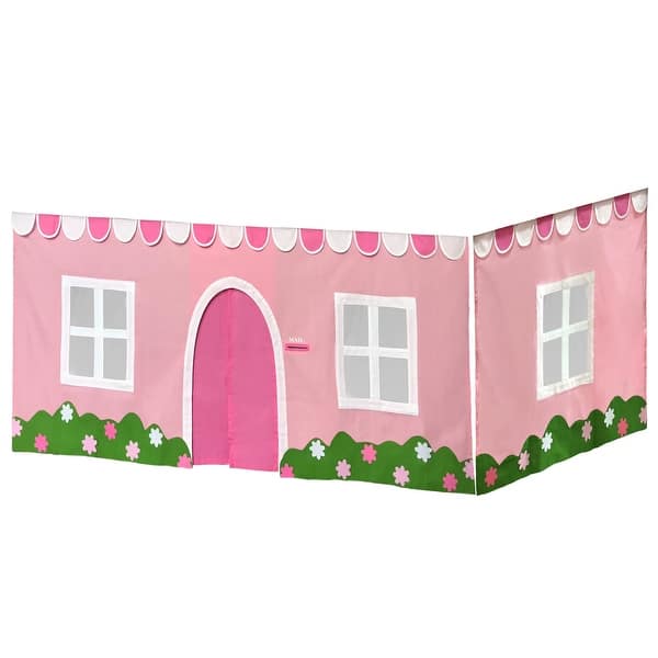 slide 2 of 10, Max and Lily Cotton Underbed Farmhouse Curtain Light Pink/White