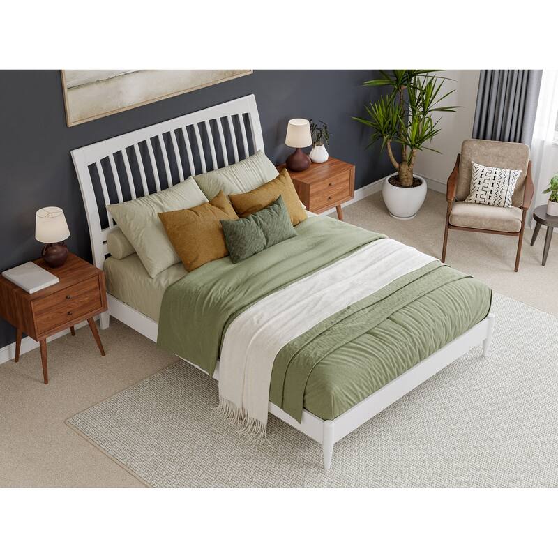 Solid Wood Low Profile Platform Bed - Sleigh Design - Modern Bedroom Furniture