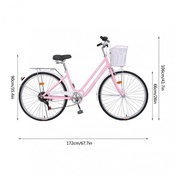 pink retro bicycle womens Ladies Cruiser 27.5" Vintage Bike Reid Bikes FICISOG Stylish Ladies Classic 7-Speed Vintage Bike