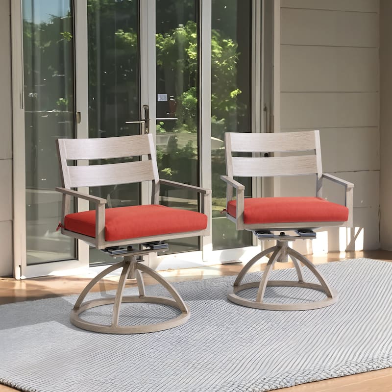 Outdoor Patio Swivel Aluminum Dining Chairs with Sunbrella Fabric Cushion