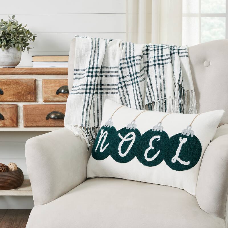 Pine Grove Plaid Noel Ornament Pillow 14x22 - Accent - Specialty - Polyester - Green - Single