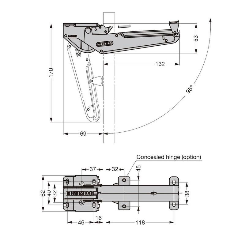 Sugatsune ARN-3-H-S Heavy-Duty Lift-Assist Soft-Closing Non-Handed Lid
