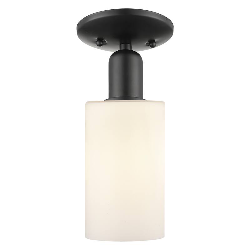 Innovations Lighting 716-1C-11-5 Clymer Semi-Flush Clymer 5" Wide - Matte Black / Matte White