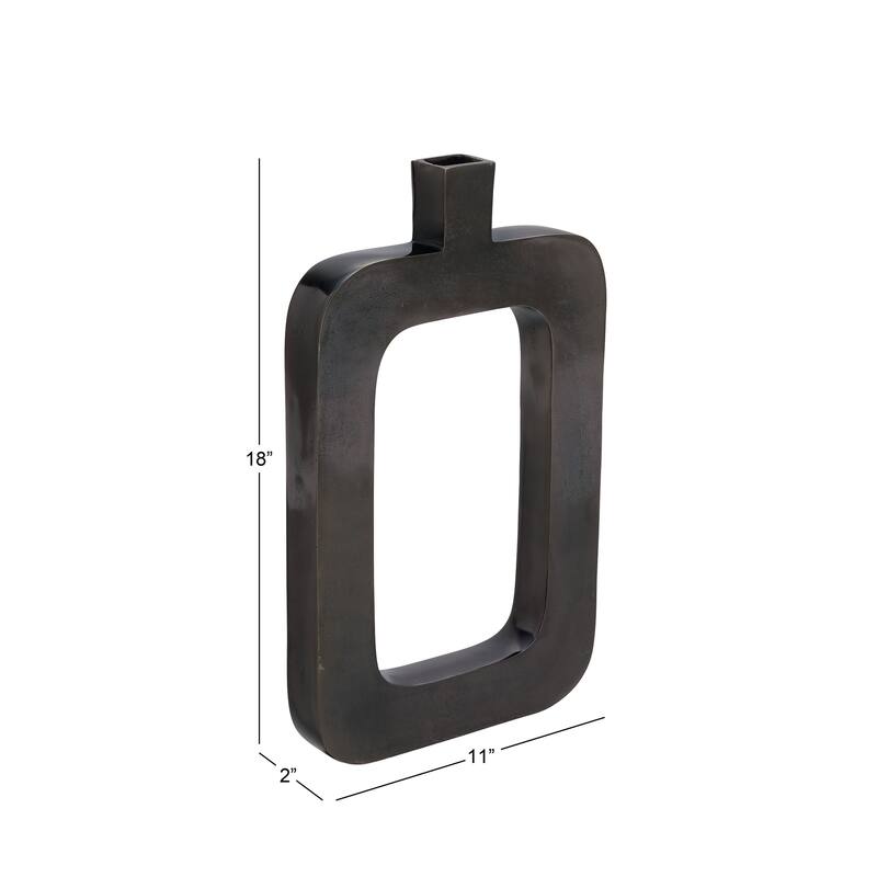 Black Aluminum Contemporary Vase 18 x 11 x 2