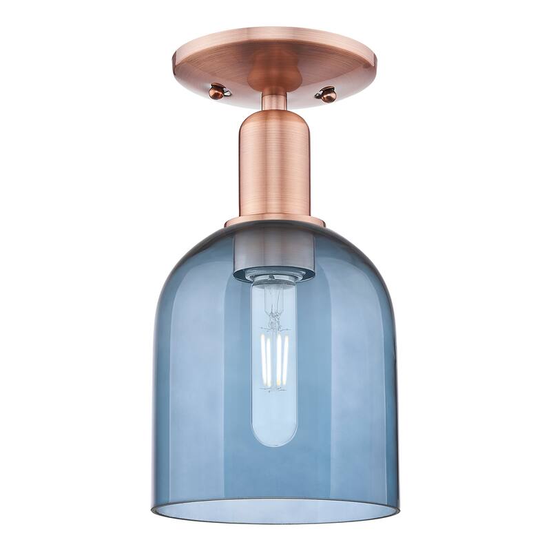 Innovations Lighting Endless Possibilities Arcadia - Bella - 1 Light 6" Semi-Flush Mount - Blue/Antique Copper