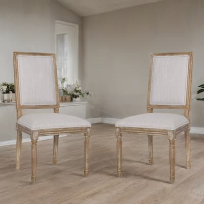 Dining Chairs with Upholstered Backrest, Fluted Legs, Set of 2