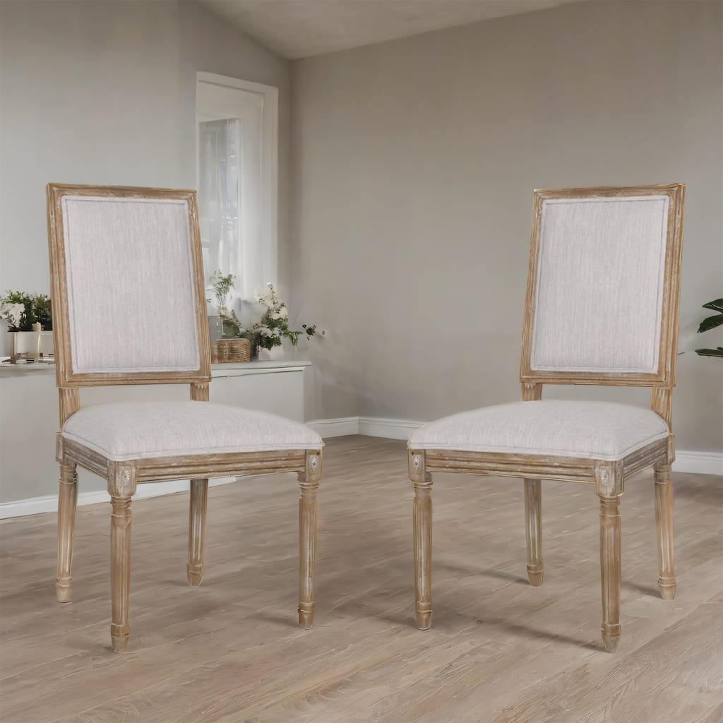 Dining Chairs with Upholstered Backrest, Fluted Legs, Set of 2