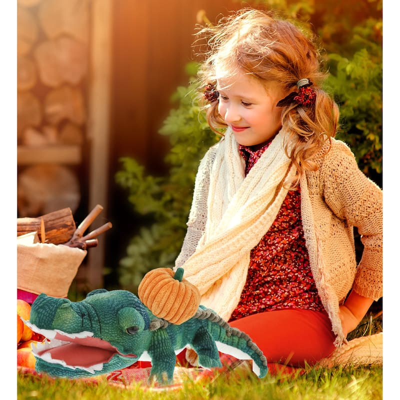 DolliBu Wild Collection Alligator Stuffed Animal with Pumpkin Decor - 24 inches