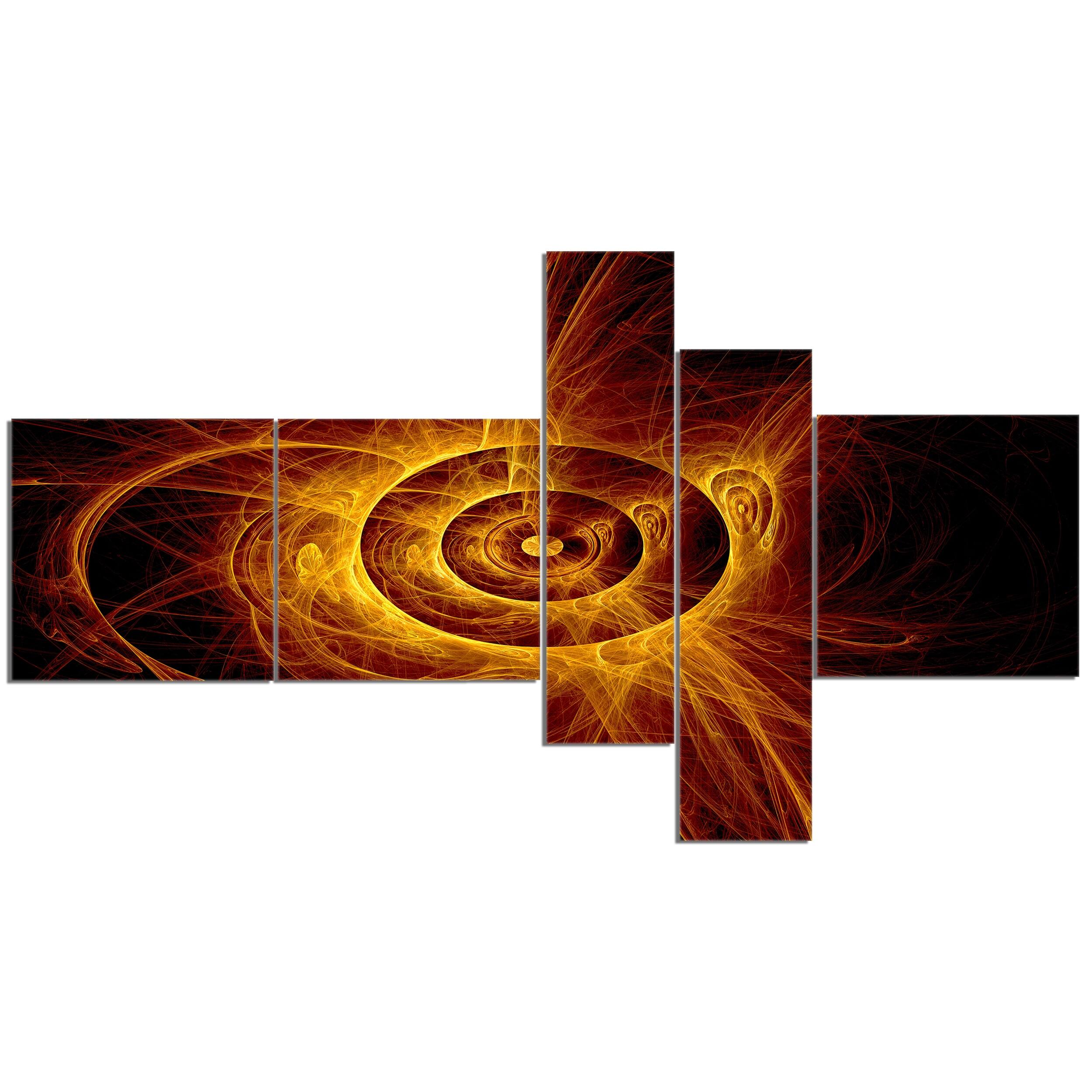 Designart "The Flashing Yellow Flame" Abstract Print On Canvas Bed