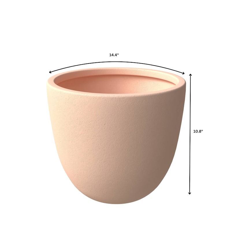 Dahlia 3-Piece Modern Round Planter Set, Durable Fiberstone & Clay Pots for Indoor & Outdoor Plants