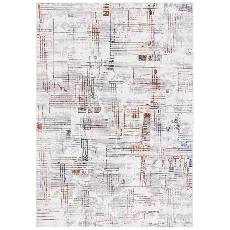 SAFAVIEH Sonoma Amie Modern Abstract Rug - 6'7" Square - Grey/Ivory