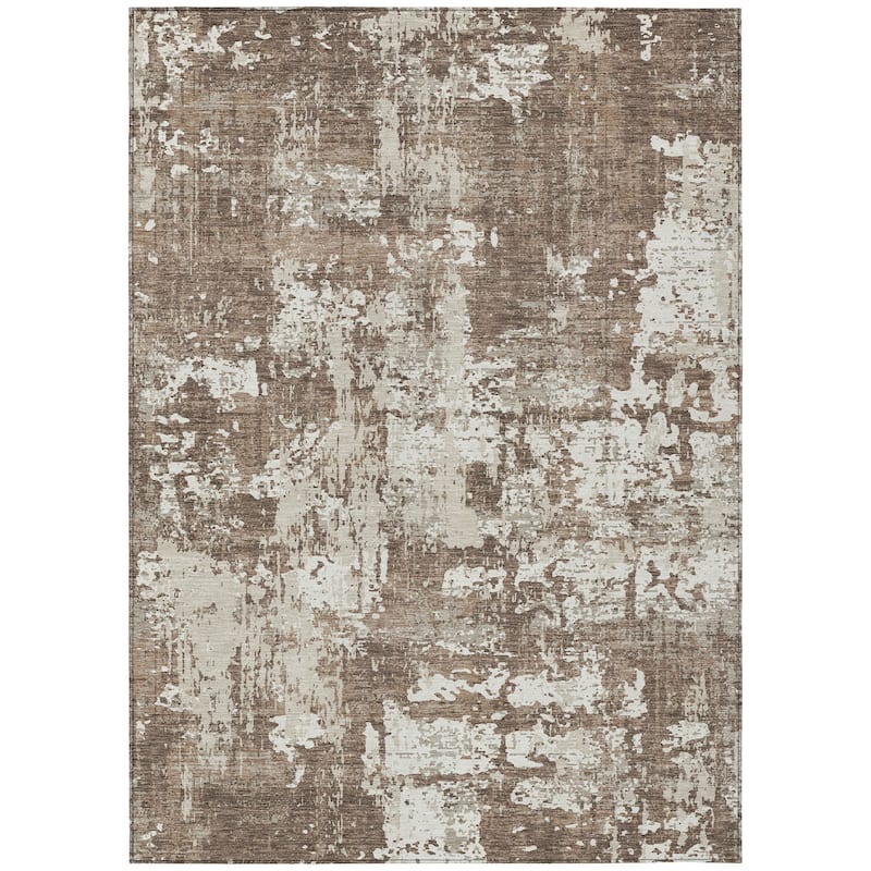 Machine Washable Indoor/ Outdoor Abstract Chantille Rug