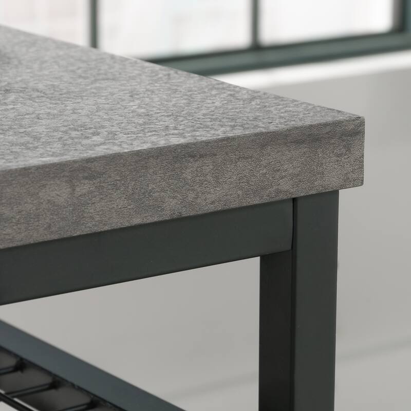 Wood Writing Desk with Adjustable Shelves, Gray