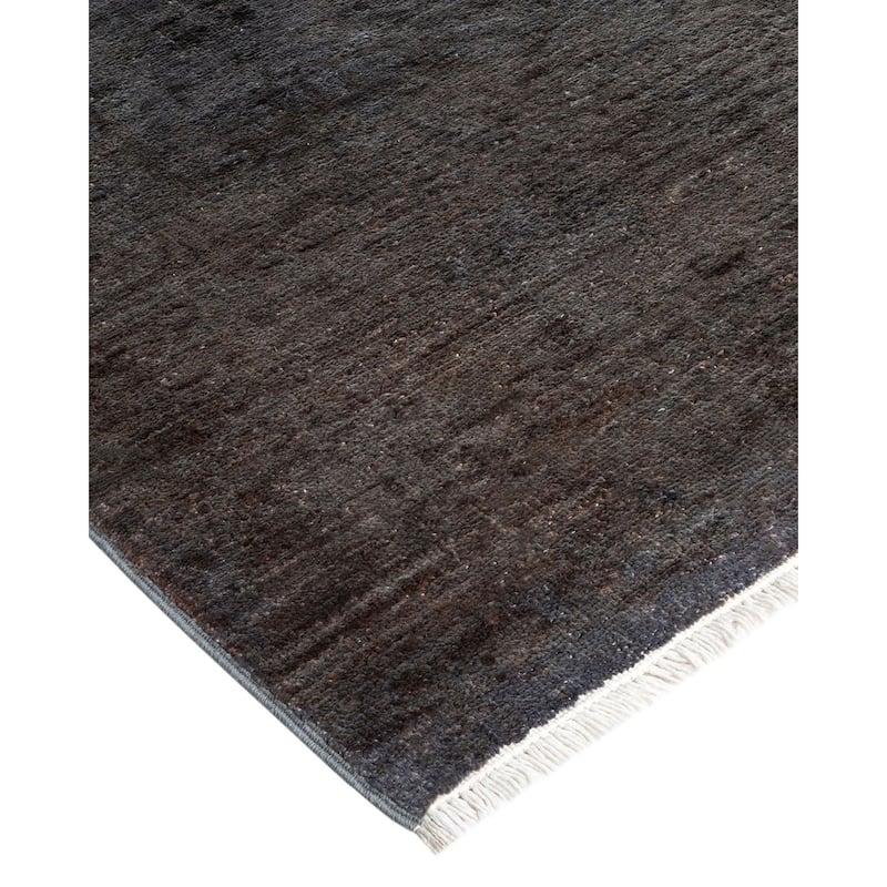 Overton Hand Knotted Wool Vintage Inspired Modern Contemporary Overdyed Gray Area Rug - 8' 2" x 10' 2"