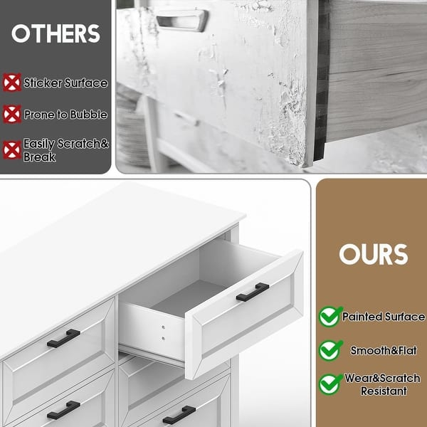 white dresser with black hardware Modern Finish 1Pc Of 6X Drawers Wooden Be Its curved pattern drawer panel adorned with black floriated metal knobs adds a touch of beauty to your furniture decor Modern White Finish 1Pc Dresser