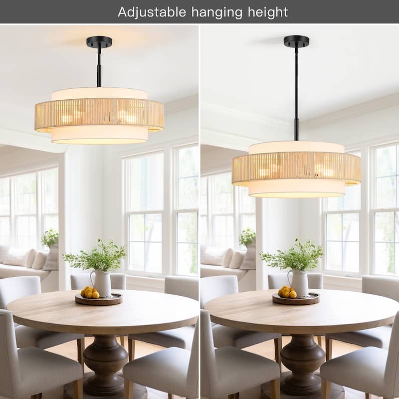 Bayou 5-Light Tiered Drum Chandelier with Black Canopy - 24'' W