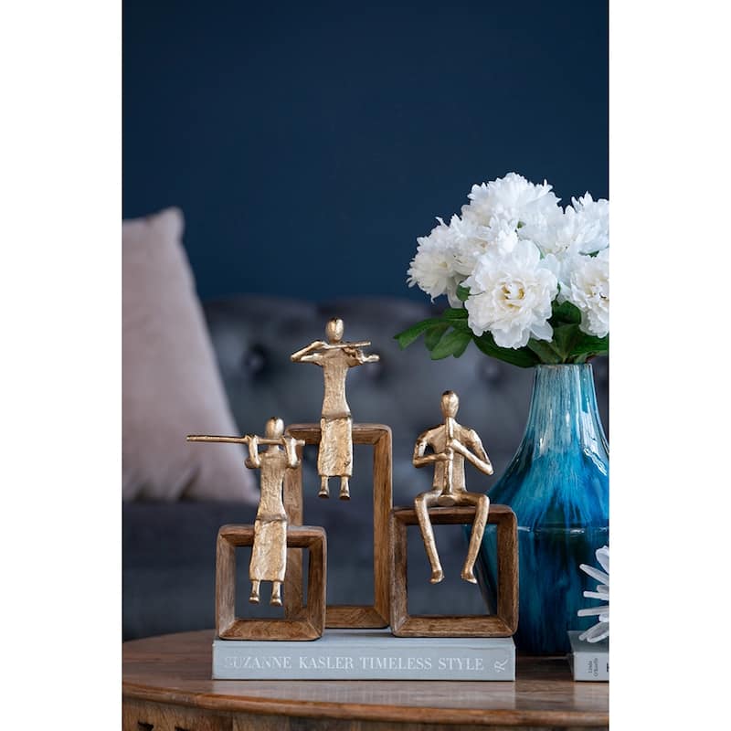 Musician Figure with Violin - 12.25" - Gold