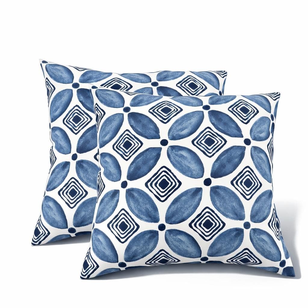 2 Pack Outdoor Throw Pillows, Waterproof & Fade-Resistant Patio Cushions -Soft & Comfortable Decorative Pillow Covers (18x18")
