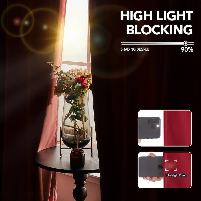 Deconovo Velvet Room Darkening Curtain Panel, Thermal Insulated