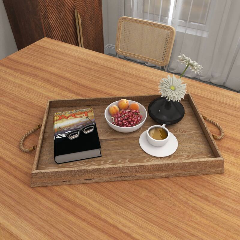 Caydence Rectangle Wood Trays, Set of 2 - 24.5" x 17" x 2.5"