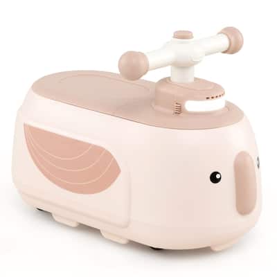 Toddler Ride On Car with Trailer 2-in-1 Foot-to-Floor Sliding Toy with Lights and Music - 28" × 9.5" × 12"