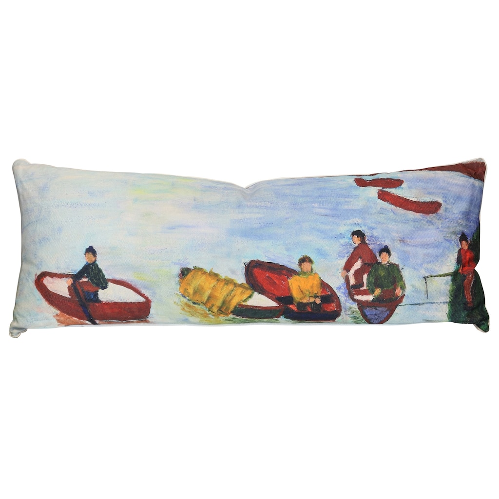 StyleCraft Tamara Day for StyleCraft Coastal Harbor Figures Lumbar Pillow - Multicolor - 36" x 14"