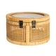 preview thumbnail 4 of 8, Rattan and Bamboo Nestable Storage with Glass Lids, Set of 2
