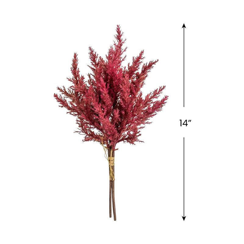 Artificial Pampas Grass Floral Bundle Spray - 14" - Rose Red