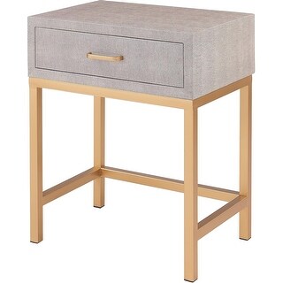 Faux Shagreen End Table with Drawer, Brown, 19.5x13.5x23.5 Inches - Bed ...