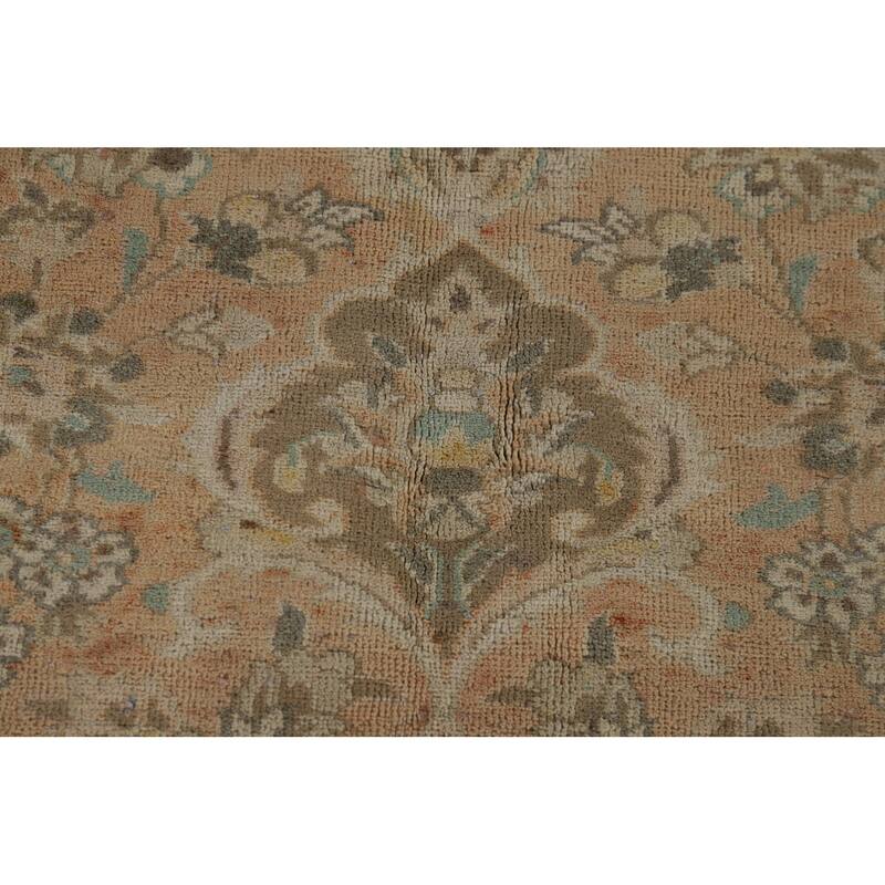 Distressed Kashan Vintage Persian Area Rug Hand-Knotted Wool Carpet - 9'8" x 13'0"