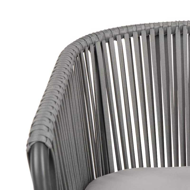 SAFAVIEH Outdoor Amira Rope Chair - Grey (Set of 2) - 23Wx24Dx32H