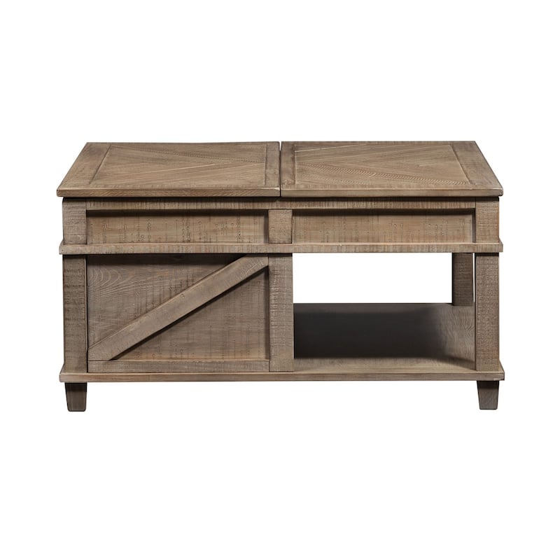 Parkland Falls Weathered Taupe Square Lift Top Cocktail Table with Castors