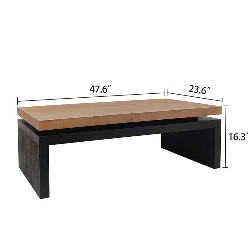 Modern 47.6"W Wood Coffee Table with Sleek Floating Top Design for Stylish Living Room Decor