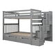 preview thumbnail 4 of 22, Full Over Full Bunk Bed with Shelves and 6 Storage Drawers, Gray