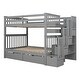 preview thumbnail 4 of 15, Full Over Full Kids Bunk Bed with Shelves, Drawers - Gray/White, Plywood MDF Pinewood