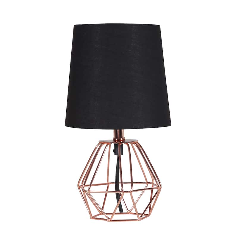 Copper Table Lamp Geometric Metal Desk Lamp Modern Home Accent Light 11.25 Inch