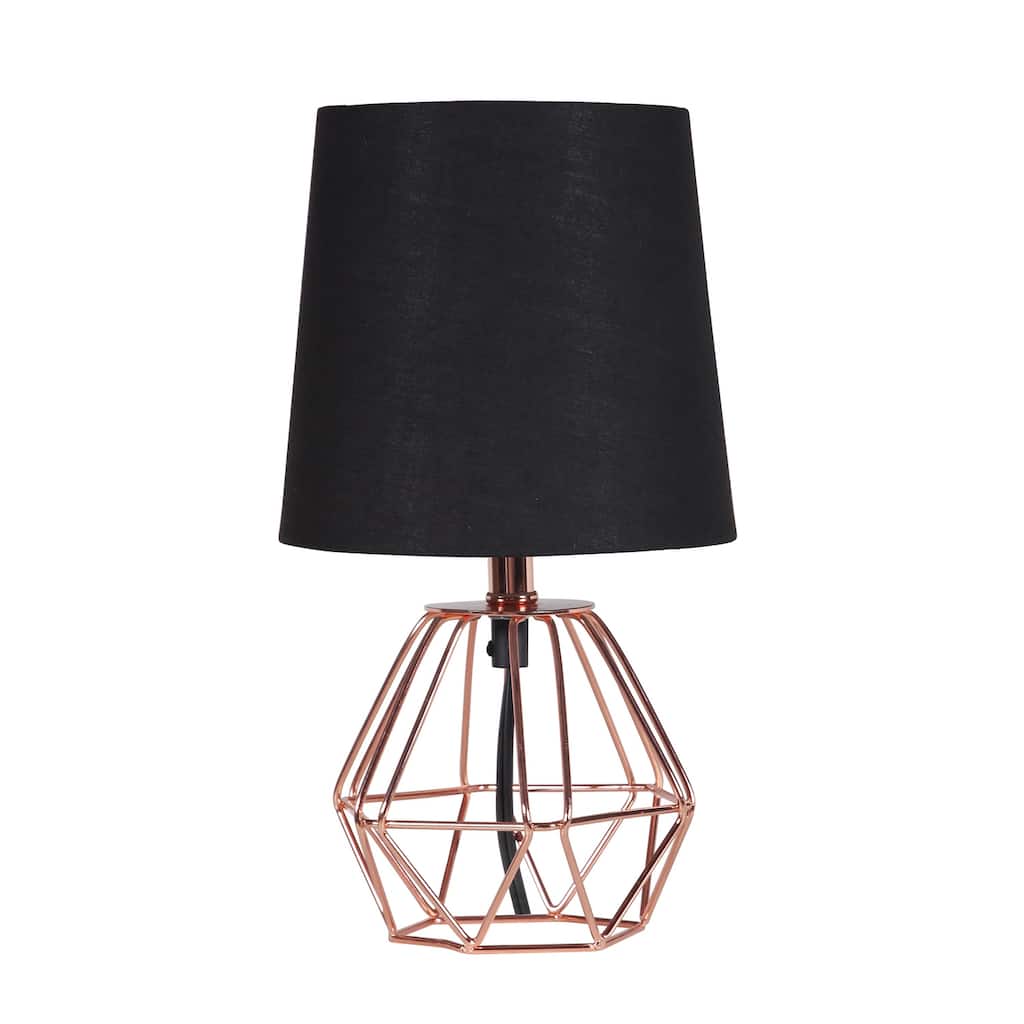 Copper Table Lamp Geometric Metal Desk Lamp Modern Home Accent Light 11.25 Inch