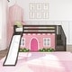 preview thumbnail 41 of 62, Max and Lily Classic Twin Low Loft with Stairs, Easy Slide and Curtain Clay, Pink