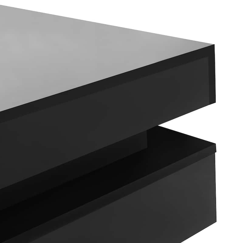 Modern High Gloss Square Coffee Table with 4 Drawers and Storage - 31.5" W × 31.5" D × 13.7" H