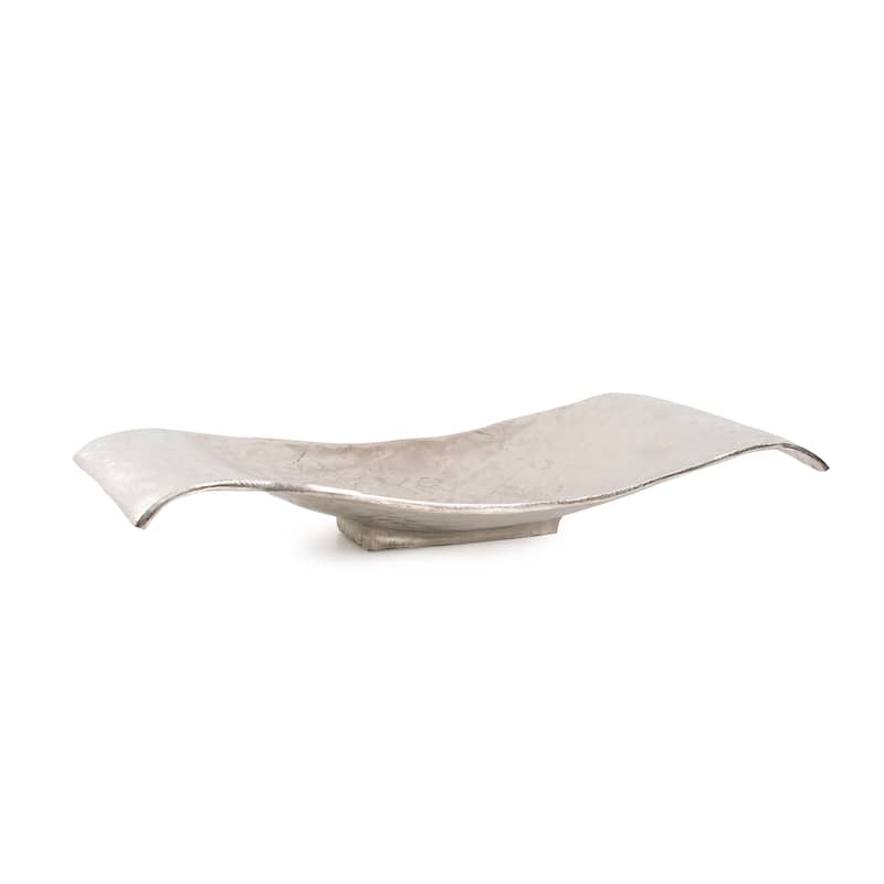 Silver Orchid Scrolled Small Metal Tray - N/A