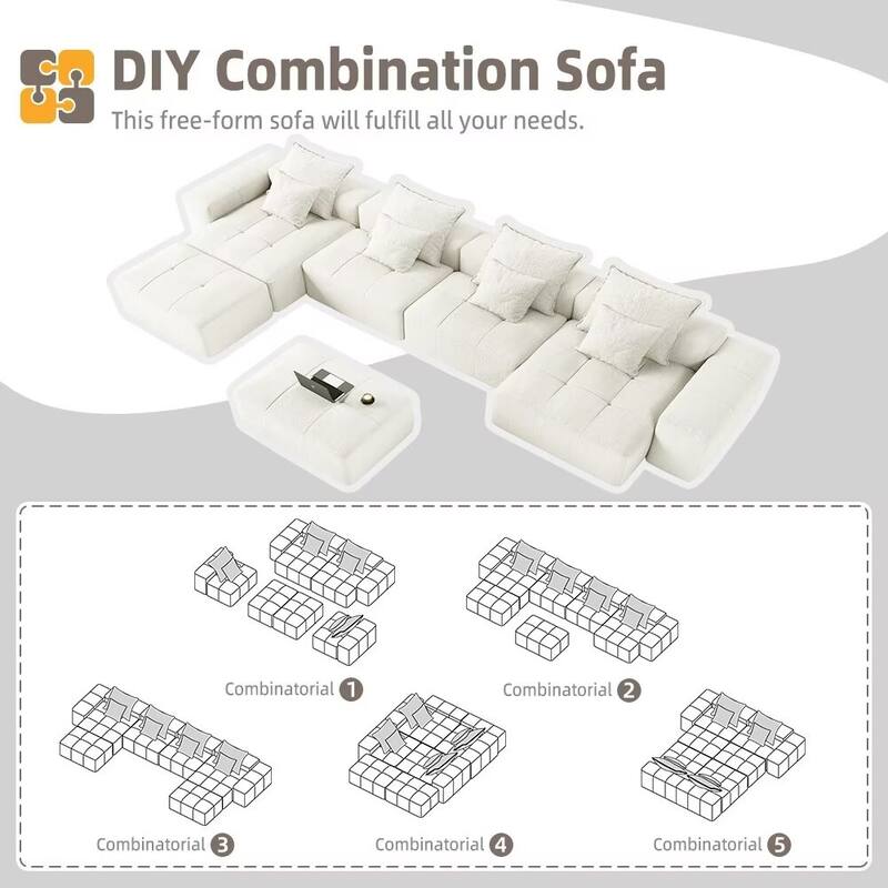 Oversized Modular Sectional Sofa,Sparkling Chenille Fabric,DIY Sofa