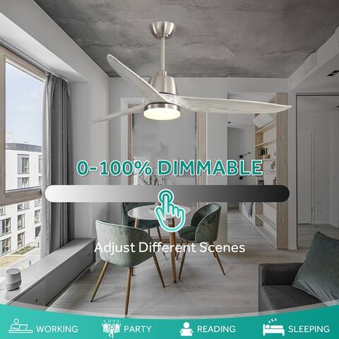 56 in. Adjustble Height Indoor Smart Ceiling Fan with LED Light