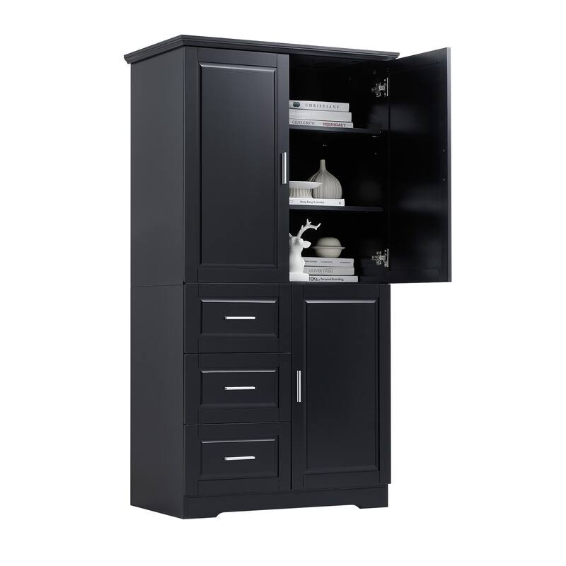 Tall And Wide Storage Cabinet With Doors For Bathroom/Office