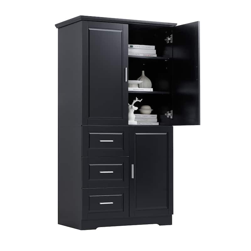 Tall and Wide Storage Cabinet with Doors for Bathroom/Office, 3 Drawers